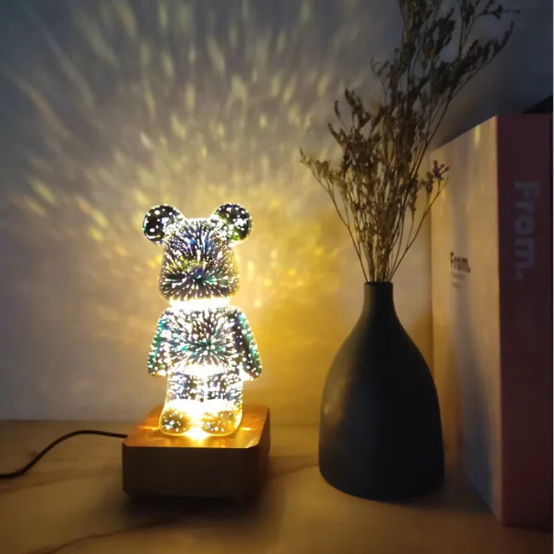 Here Comes the LED Firework 3D Bear Lamp! a Great Choice for Home Decor and Gifting, Creating a Magical Atmosphere.