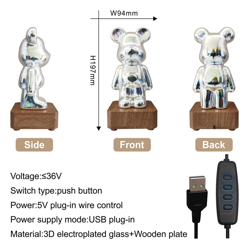 Here Comes the LED Firework 3D Bear Lamp! a Great Choice for Home Decor and Gifting, Creating a Magical Atmosphere.