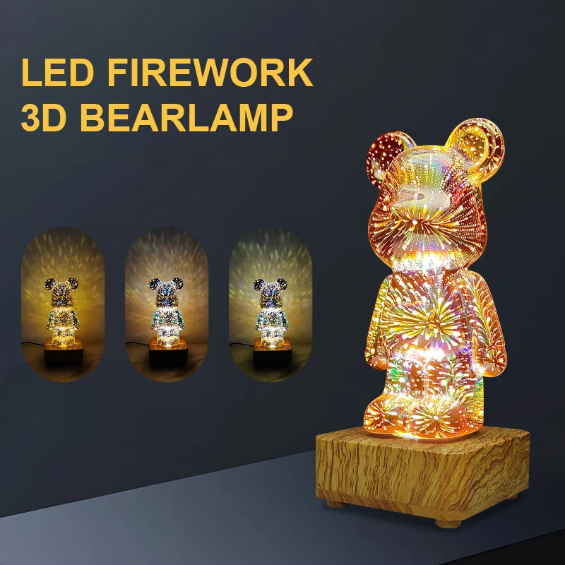 Here Comes the LED Firework 3D Bear Lamp! a Great Choice for Home Decor and Gifting, Creating a Magical Atmosphere.