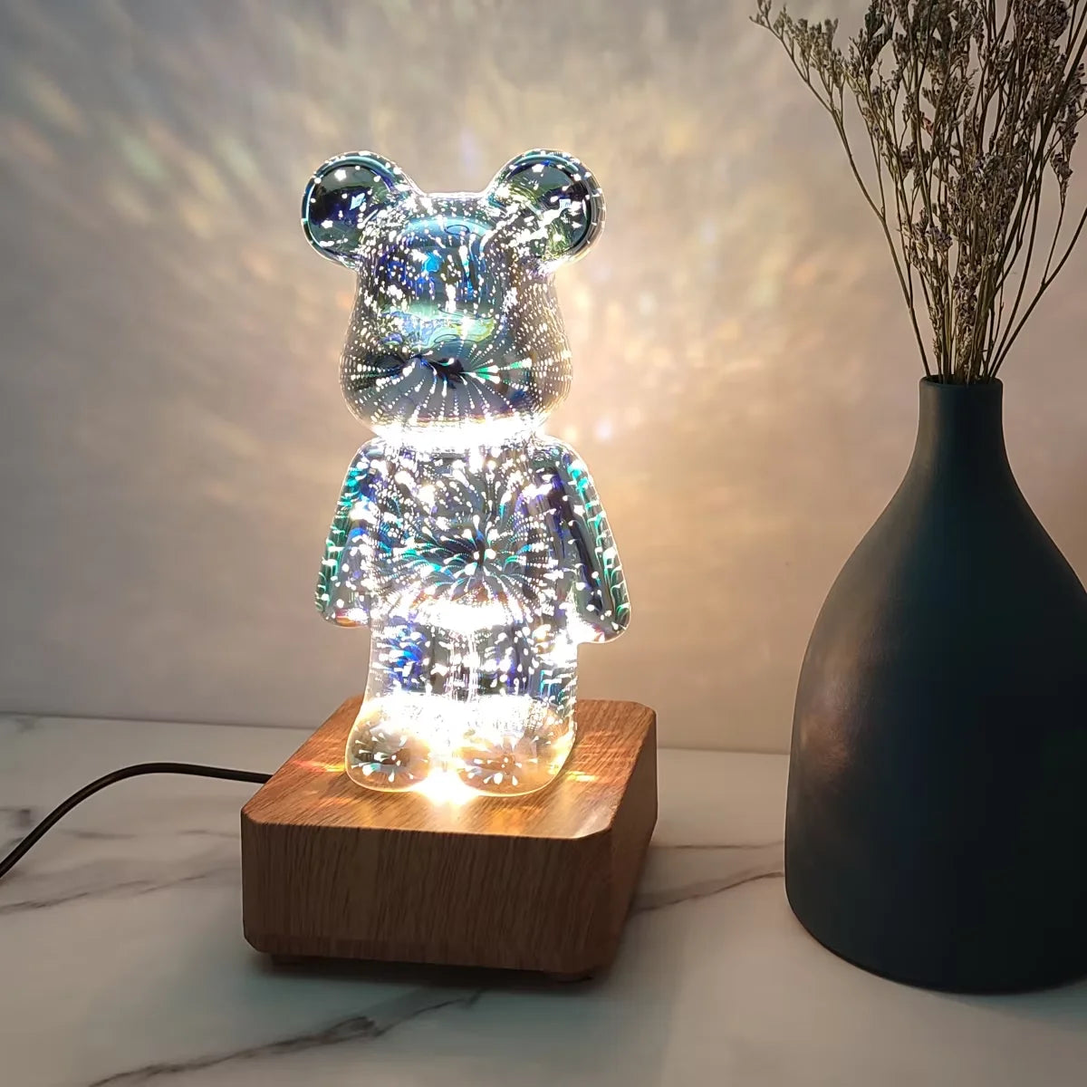 Here Comes the LED Firework 3D Bear Lamp! a Great Choice for Home Decor and Gifting, Creating a Magical Atmosphere.